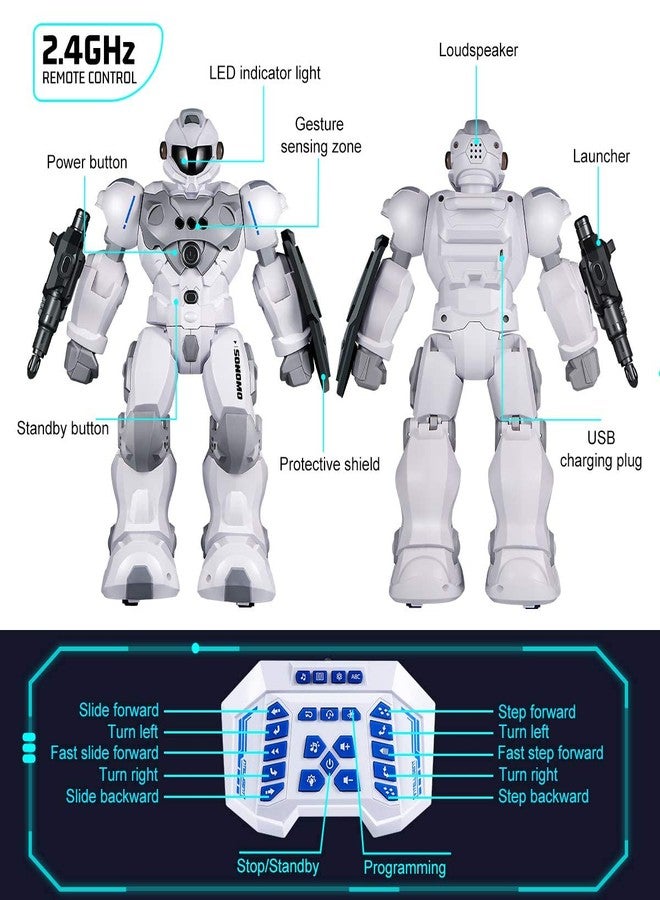 SONOMO Toys for 6-9 Year Old Boys, RC Robot Gifts for Kids Intelligent Programmable Robot (White) - Image 5